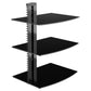 suptek Speaker Mount, Floating Glass Shelf Wall Mount Bracket for DVD Players/Cable Boxes/Games Consoles/TV Accessories, 2 Shelves, Black CS202