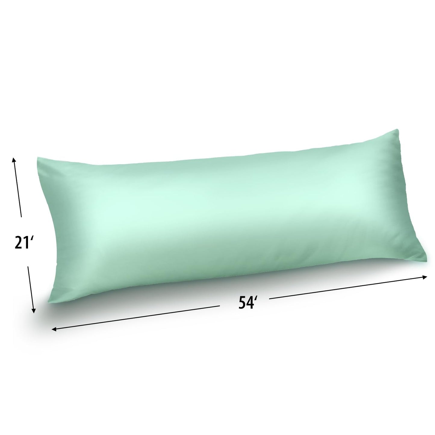 Cloele Stain Body Pillowcase-Green Breathable Smooth Body Pillow Cover with Envelope Closure,Silky Soft Cooling Long Pillowcase for Hair and Skin,21x 54inches
