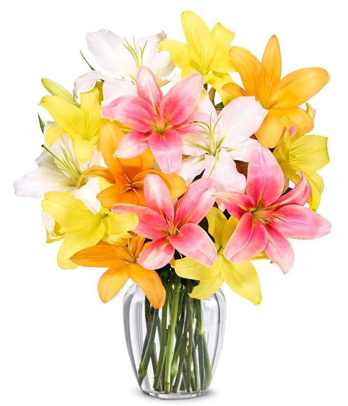 From You Flowers - Stunning Lily Bouquet with Glass Vase (Fresh Flower Bouquets) Birthday, Anniversary, Get Well, Congratulations, Thank You, All Occasions