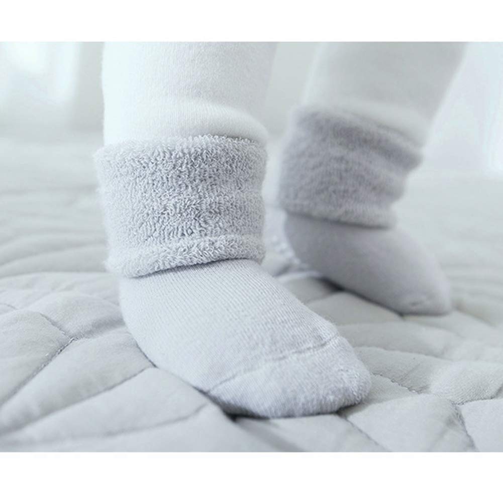 VWU Baby Toddler Kids Ankle Crew Socks with Grips Unisex Warm Thick Cotton Winter Socks 3-12 Months 6 Color