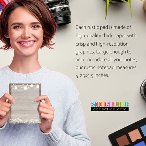 Stonehouse Collection Rustic Notepads - USA Made To Do List Notepad, Multi-Purpose Cute Stationery, Home Office Supplies, Pretty Notebook, 4 Assorted Design Notepads 4.25 x 5.5 inches each, Rustic