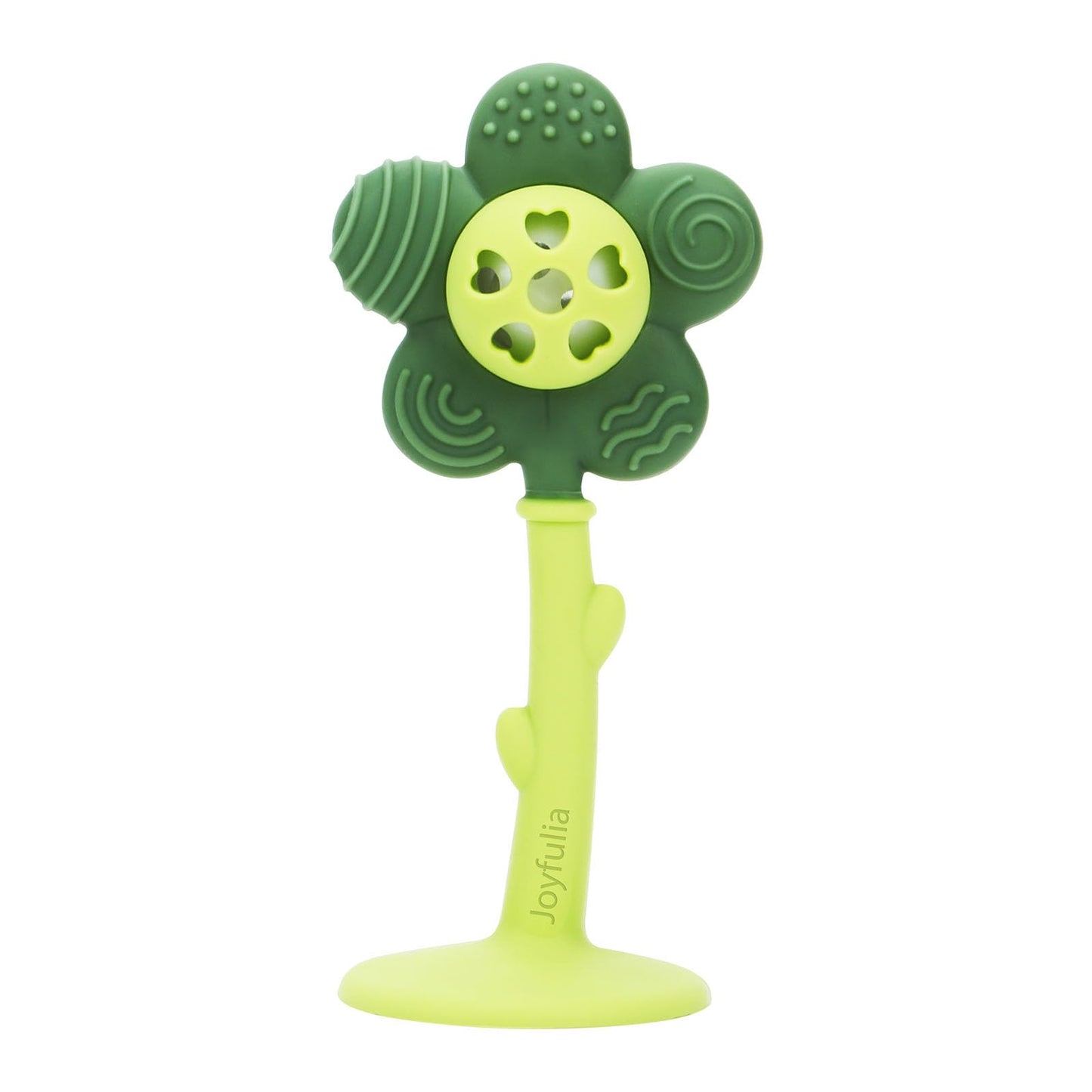 Baby Teething Toys and Rattle 2-in-1 for Babies 0-6 6-12 Months, Food Grade Silicone Teethers for Baies 3-6 Months, Infant Teething Relief Chew Toys, Sunnyflower Teether Toy BPA Free - Green