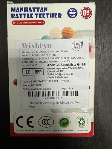 Food Quality Baby Rattle - Teething Ring - BPA - Free,Suitable for Choking - Design,Grip strengthening,Suitable for Hearing Development and Teeth Development,Ideal for Babies Aged 0-36 Months (White)