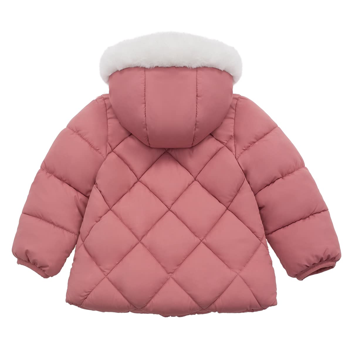 Rokka&Rolla Baby Girls' Water-Resistant Puffer Jacket Hooded Winter Coat with Soft Mini Fur Lining for Newborn Infant Toddler