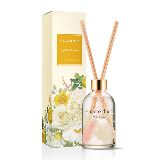 COCODOR Herbarium Reed Diffuser/White Jasmine/6.7oz(200ml)/ Fragrance Scent Essential Oil Stick Diffuser Set for Bedroom Bathroom Home Décor