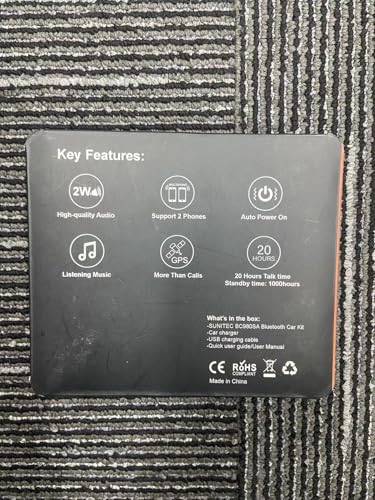 SUNITEC Handsfree Bluetooth Car Kit for Cell Phone, Wireless Bluetooth Speaker for Car, AUTO Power ON Support Siri Google Voice Assistant Hands Free Phone Speakerphone with Visor Clip-BC980SA