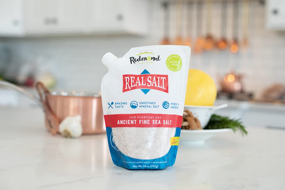 Redmond Real Salt - Ancient Fine Sea Salt, Unrefined Mineral Salt, 26 Ounce Pouch (2 Pack)