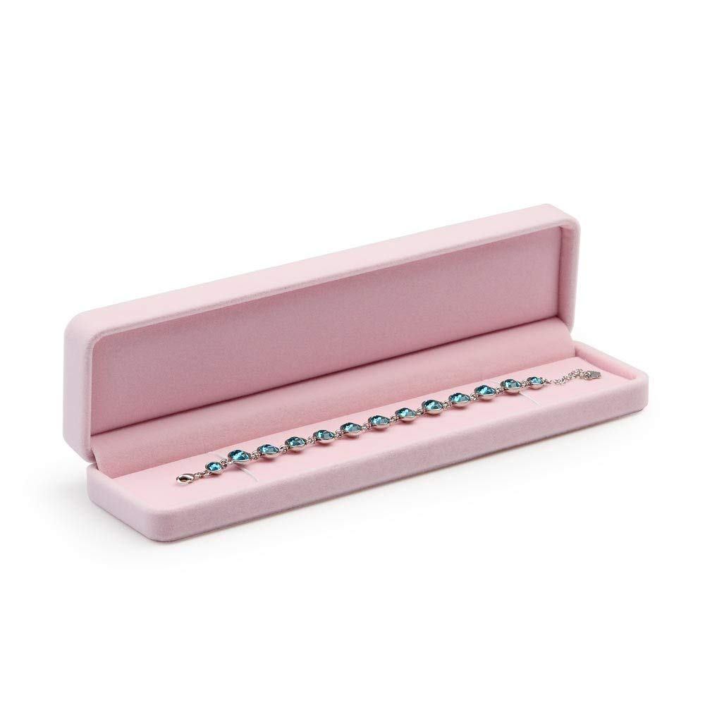 Oirlv Pink Velvet Bracelet Gift Box Long Chain/Necklace Storage Box Jewelry Storage