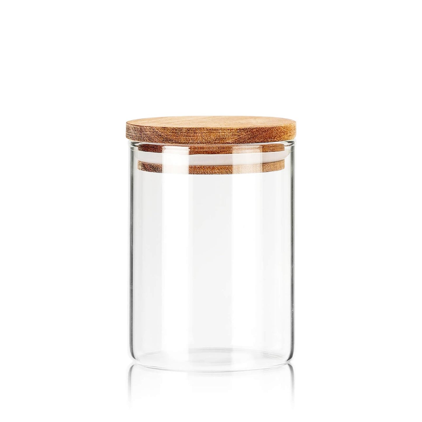 Labina Qtip Holder Glass Bathroom Organizer Storage Canisters with Wooden Lid, 10oz Jar for Cotton Balls Swabs Dispenser and Bathroom Essentials