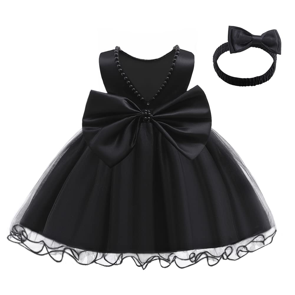 LZH Baby Girls Dress Ruffle Lace Backless Bowknot with Headwear Pageant Party Flower Wedding Dresses