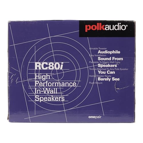 Polk Audio RC80i 2-Way Premium in-Ceiling 8" Round Speakers, Set of 2 Perfect for Damp and Humid Indoor/Outdoor Placement - Bath, Kitchen, Covered Porches (White, Paintable-Grille)