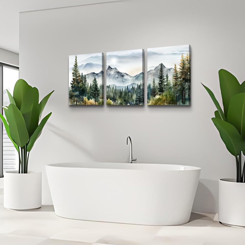 DZRWUBHS Large Wall Art for Living Room Wall Decor for Bedroom Office Decor Abstract Mountain Forest Landscapes Ink Painting Framed Canvas Art Prints Ready to Hang Wall Pictures Modern Home Decor