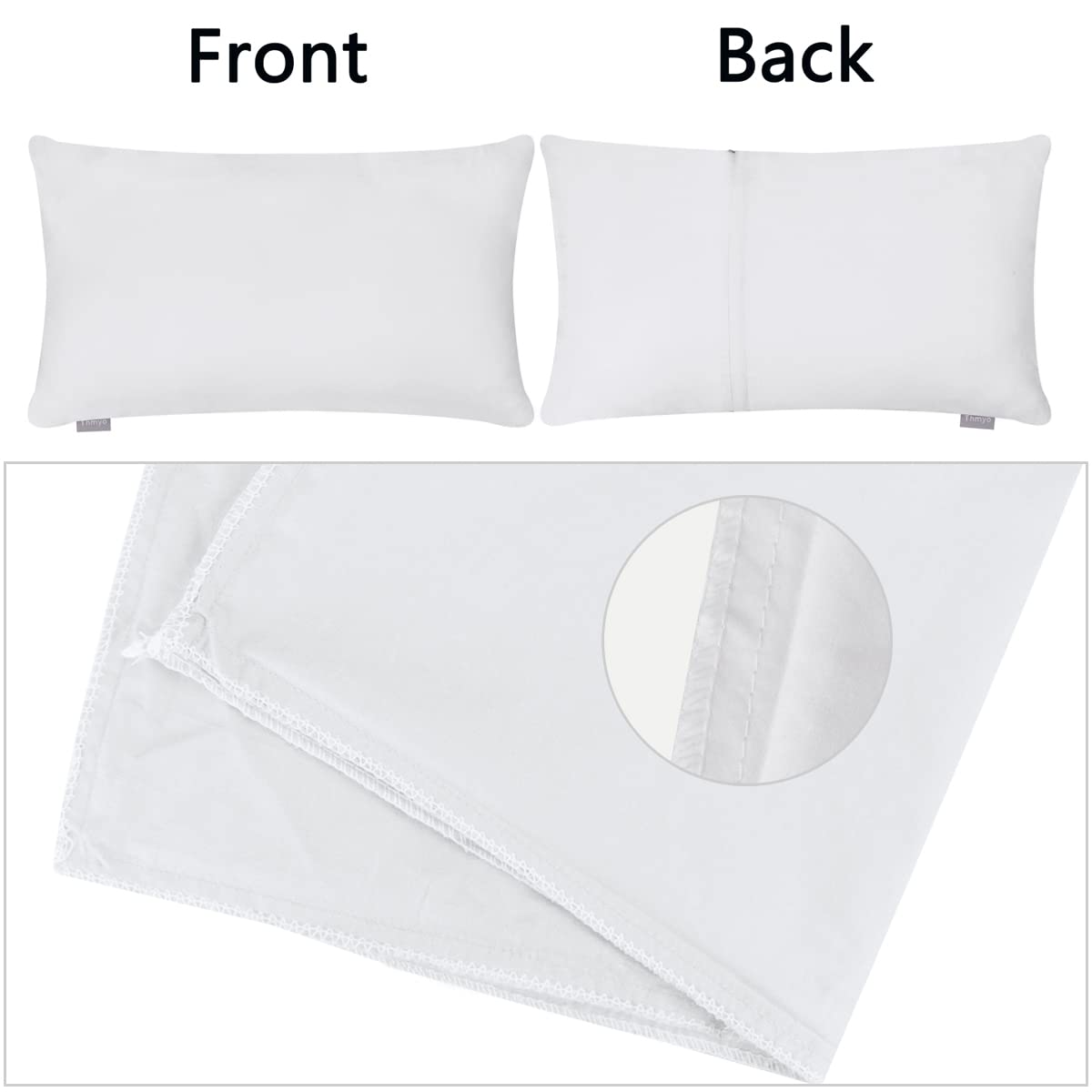 Thmyo 4-Pack 100% Cotton Lumbar Comfortable Solid Decorative Throw Pillow Case Rectangle Cushion Cover DIY Pillowcases for Sofa Bed(Only Covers,Not Pillows)(12x20inch/30x50cm,White)