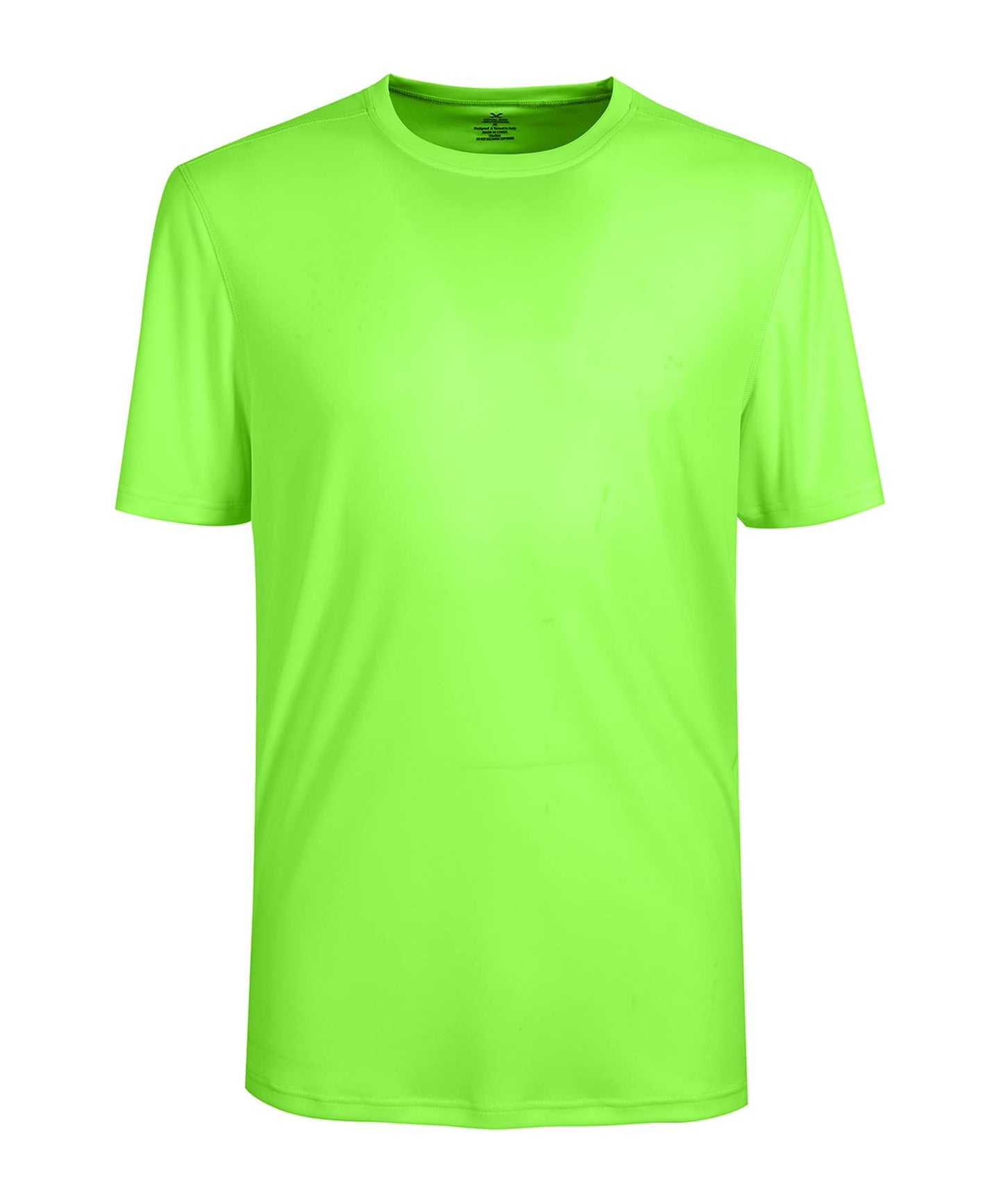Mens Quick Dry Fit Mositure Wicking Athletic Performance T Shirt Crewneck Outdoor Activewear Tops(HI VIZ Green,3XL)