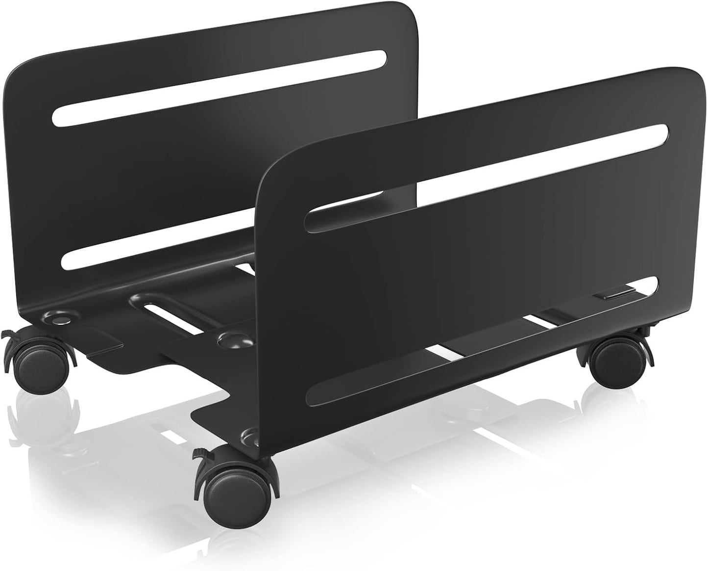 AGPTEK CPU Stand, Computer Tower Stand Adjustable Width from 4.7" to 8.2" with 2 Locking Wheels and 2 Caster Wheels, UPC Steel Rolling Stand Computer Stand for Desktop Tower (Black)