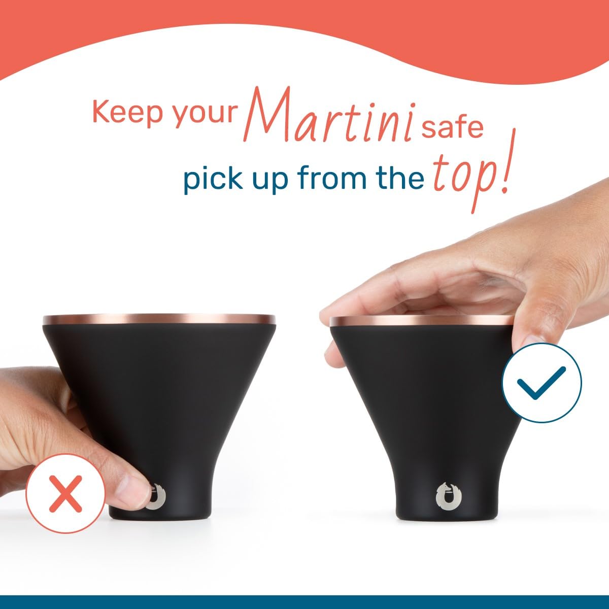 SNOWFOX Premium Vacuum Insulated Stainless Steel Martini Glass, Set of 2, Martinis Stay Icy Cold, Stemless Cocktail Glasses, Elegant Home Entertaining, Bold Beautiful Barware Set, 8 oz, Marble