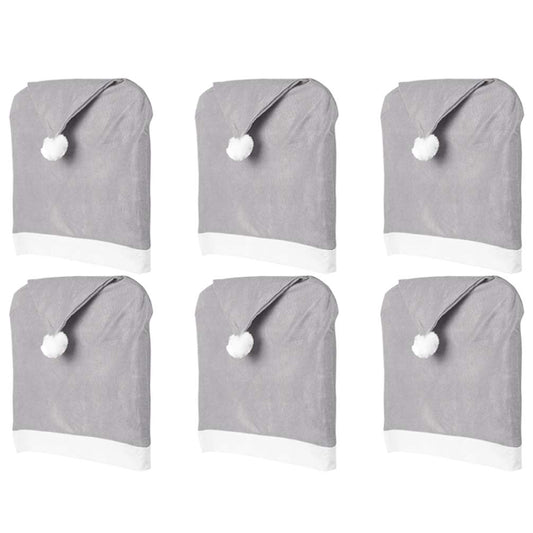 STOBOK 6pcs Christmas Chair Back Covers Santa Claus Hat Dining Chair Slipcovers Christmas Holiday Party Decorations Suppplies
