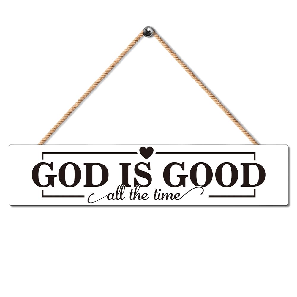 Gkodw God Is Good All the Time Wooden Hanging Plaque, Funny Wood Sign for Home Farmhouse Living Room, Christian Home Decor, Housewarming Gifts for Family, Religious Wall Decor Sign