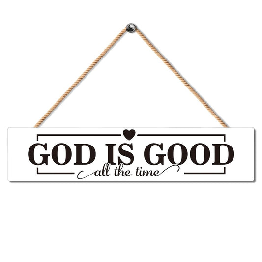 Gkodw God Is Good All the Time Wooden Hanging Plaque, Funny Wood Sign for Home Farmhouse Living Room, Christian Home Decor, Housewarming Gifts for Family, Religious Wall Decor Sign
