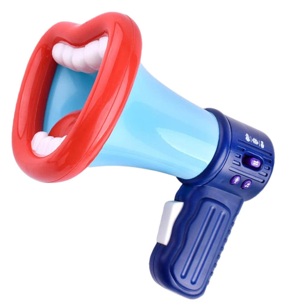 Toyvian Bull Horn Loud Speaker Kids Voice Changer Toy Megaphone Function Toys Mini Electric Hand- held Speaker with Recording Microphone for Toddlers Childrens (Blue) Megaphone Speaker Voice