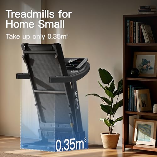UMAY Fitness Home Folding Incline Treadmill with Pulse Sensors, 3.0 HP Quiet Brushless, 300 lbs Capacity (Black or Gray) (Gray)