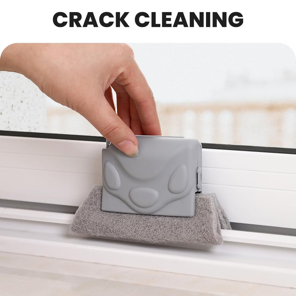 Window Groove Cleaning Brush,2024 New Hand-held Magic Window Track Cleaner Tools Set,Groove Cleaning Brush Window or Sliding Door for Sliding Door, Sill, Tile Lines, Shutter (Gray)