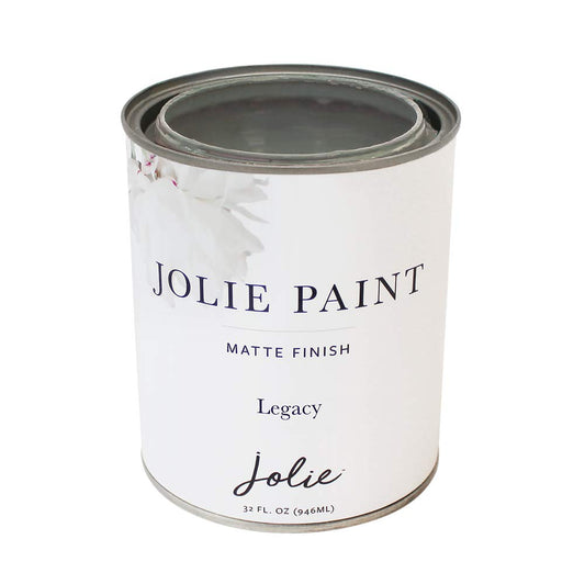 Jolie Paint – Chalk Finish for Furniture, Cabinets, and Décor, Green Wise Certified, No Priming or Sanding, Legacy [Dark Gray Green], 32 Ounces