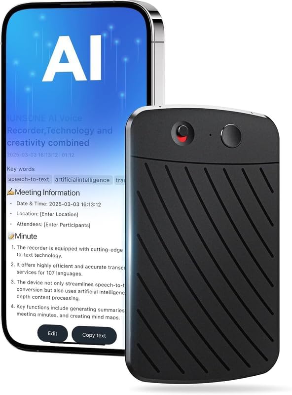 AI Voice Recorder,Note Voice Recorder with Transcribe Summarize ＆ Two-Way Translation,112 Languages,App Control,64GB Memory,Suitable for Lectures,Meetings,Calls,International Exchange