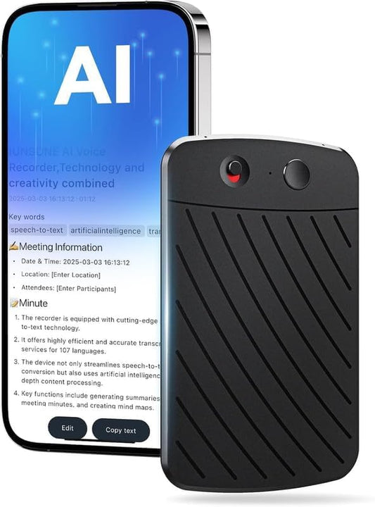 AI Voice Recorder,Note Voice Recorder with Transcribe Summarize ＆ Two-Way Translation,112 Languages,App Control,64GB Memory,Suitable for Lectures,Meetings,Calls,International Exchange