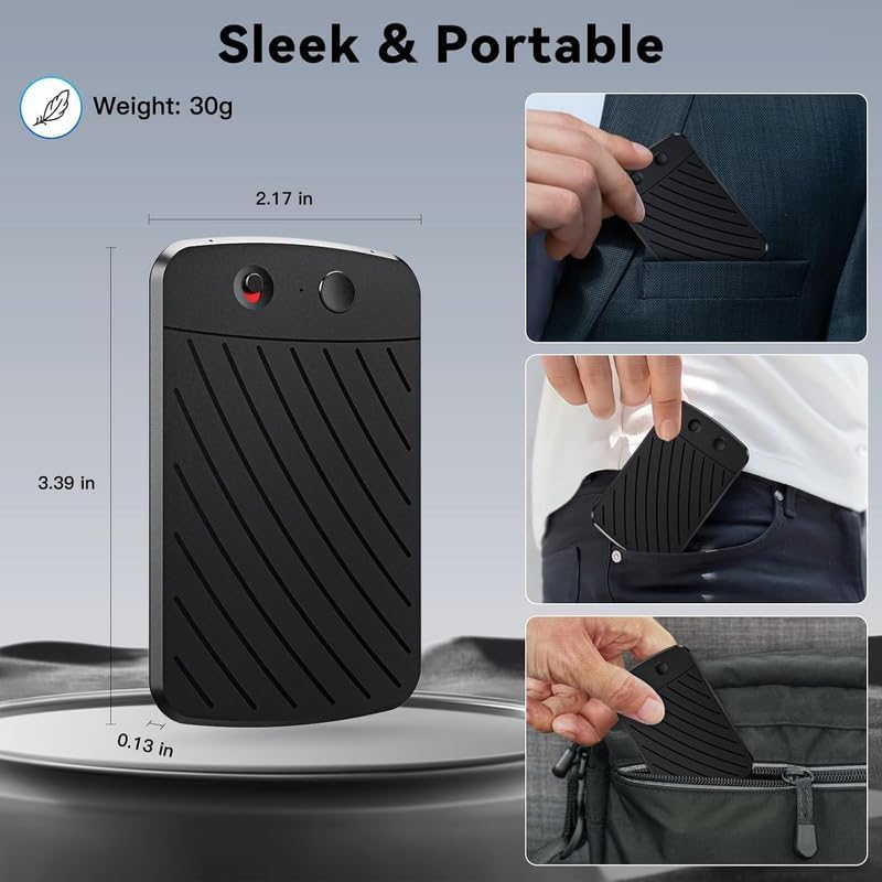 AI Voice Recorder,Note Voice Recorder with Transcribe Summarize ＆ Two-Way Translation,112 Languages,App Control,64GB Memory,Suitable for Lectures,Meetings,Calls,International Exchange