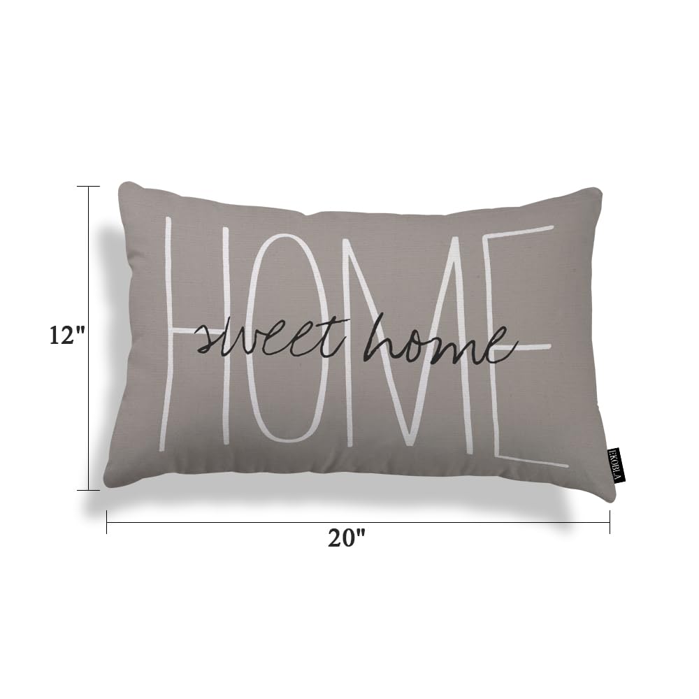 EKOBLA Decorative Pillow Cover Home Sweet Rustic Chic Quote Farmhouse Rectangle Cushion Cover Pillowcases Cotton Linen Cushion Cover 12x20 Inches