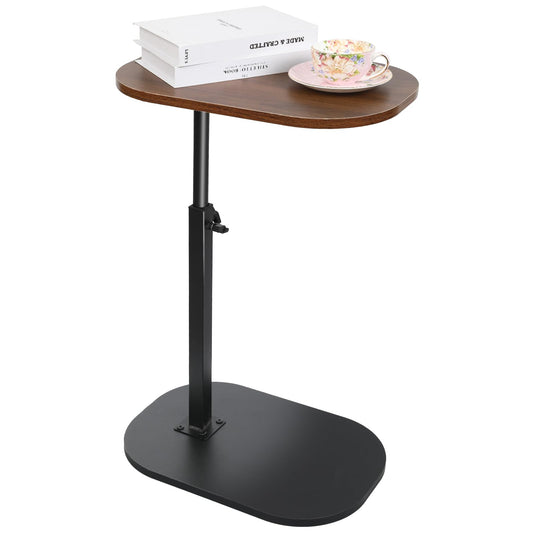 CypherX C Table, Wood Sofa Adjustable Height, C Shaped End Table for Couch, Slide Under Tables, Small Side Table for Living Room, Bedroom, Bedside (Brown)