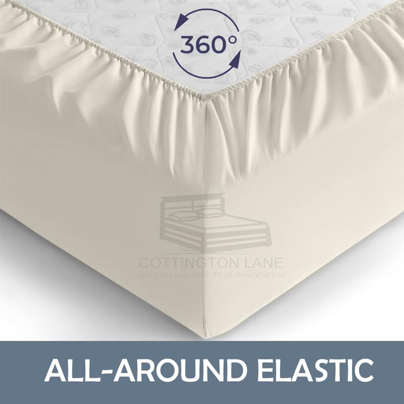 Cottington Lane 1 Piece Full Size Fitted Sheet Only, Premium Hotel Quality Brushed Microfiber 15 Inch Deep Pocket Bottom Sheet, Ultra Soft, Breathable & Durable, Ivory