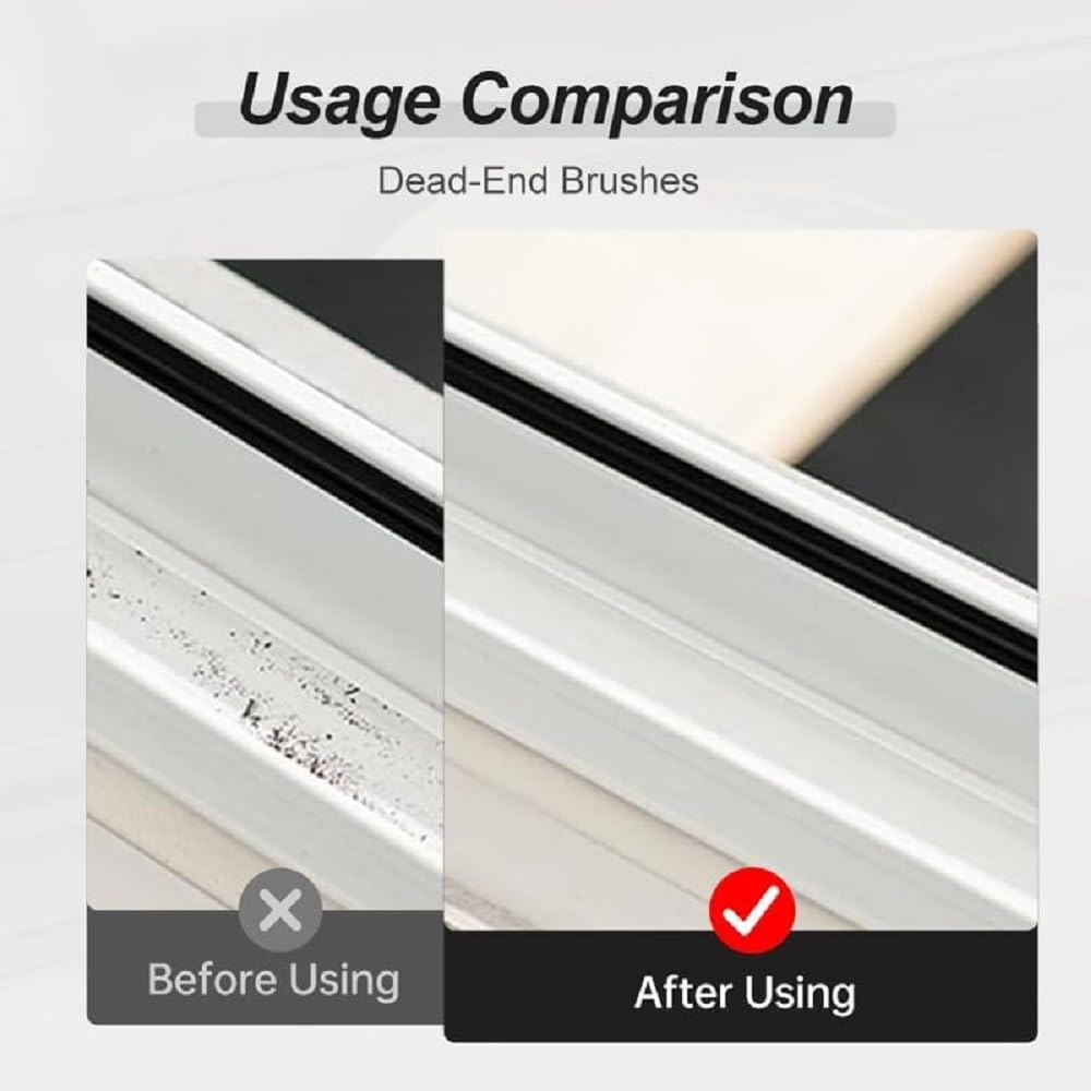 2 in 1 Groove Cleaning Brush Window Track Cleaning Tools, 2026 New Multifunction Hard Bristle Crevice Brush with Scraper for Shutter Door, Sliding Door, Window Sill, Window Seal (Orange)