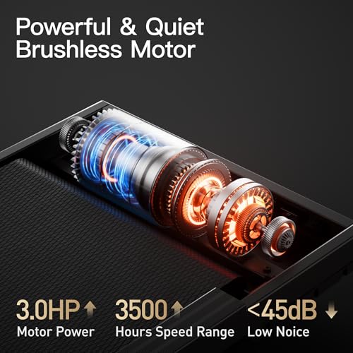 UMAY Fitness Home Folding Incline Treadmill with Pulse Sensors, 3.0 HP Quiet Brushless, 300 lbs Capacity (Black or Gray) (Gray)