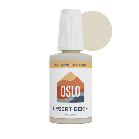Oslo Home Porcelain + Appliance Touch Up Paint, Desert Beige, 20ml, High Gloss, w/Brush in Bottle, for Bathroom Fixtures, Metal