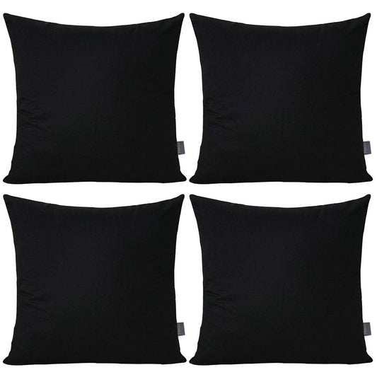 Thmyo 4-Pack 100% Cotton Comfortable Solid Decorative Throw Pillow Case Square Cushion Cover Pillowcase Sublimation Blank Pillow Covers Halloween DIY Throw Pillowcase for Sofa(18x18inch/45x45cm,Black)