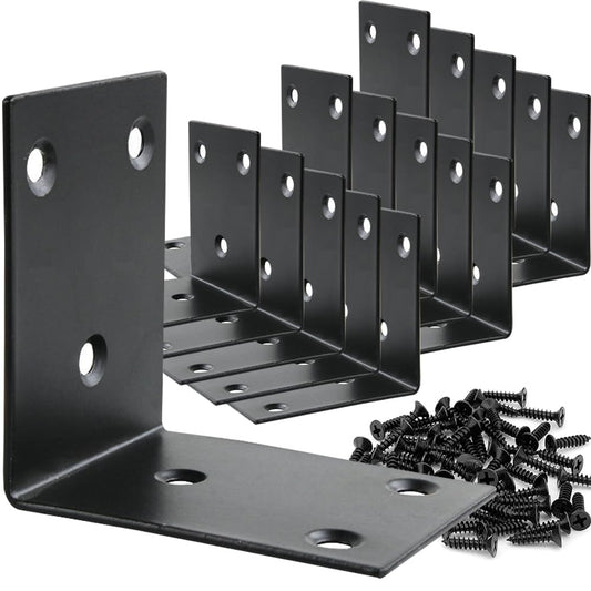 AYSUM 2.5" x 2.5" Corner Bracket, 16 Pack Heavy Duty Iron Angle Brace, 65mm L-Shaped Brackets, Stainless Steel Bracket Fastener, Metal Steel Brackets for Wood, Fixing Furniture Fastener Hardware