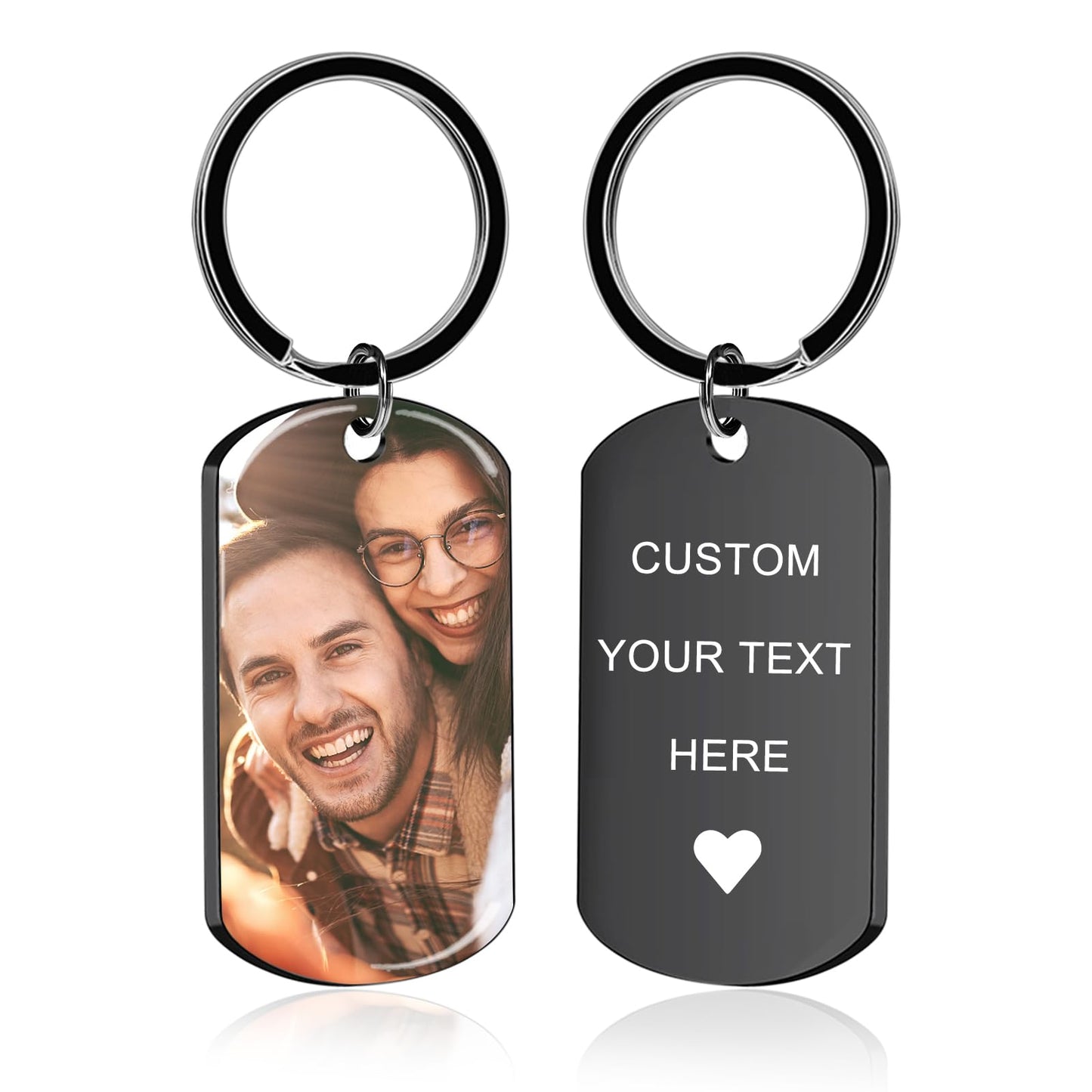 Custom Keychain with Picture - Personalized Photo LOGO Text Customized Key Chain for Boyfriend Dad Men Gifts