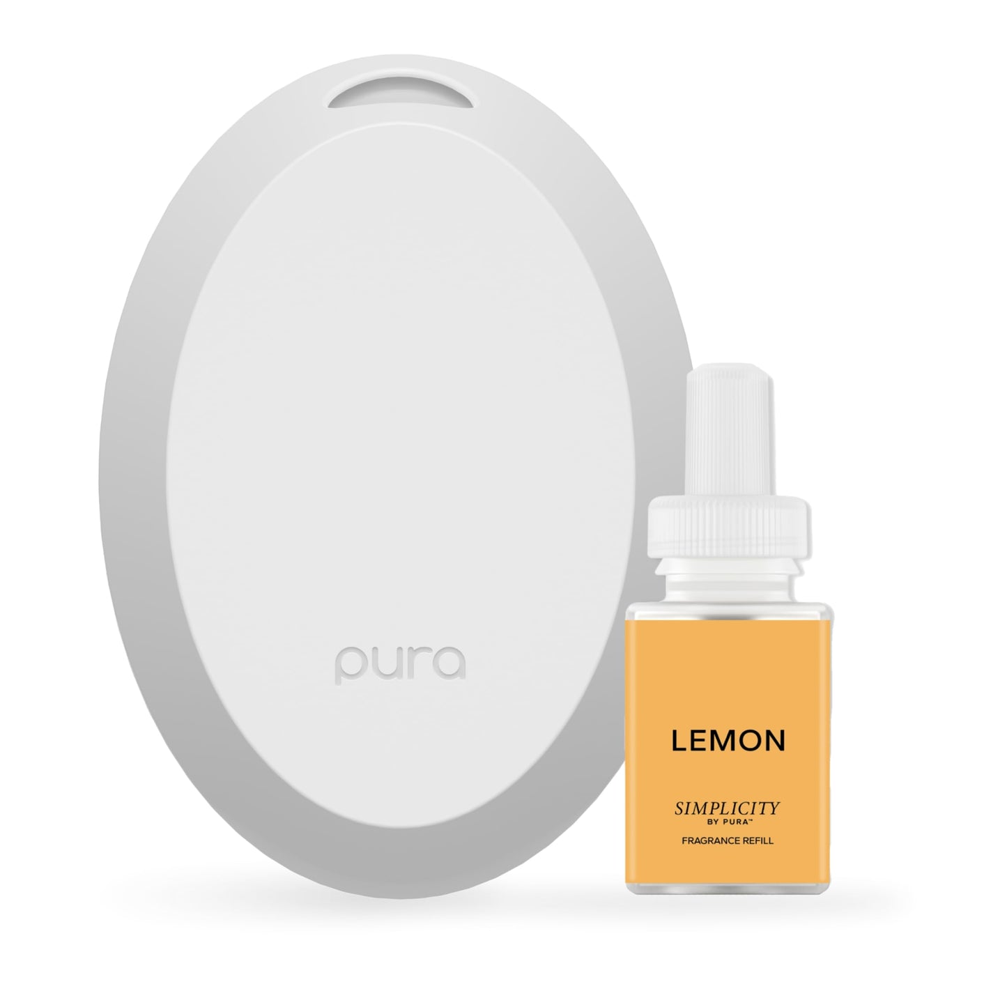 Pura Mini Smart Fragrance Diffuser for Small Spaces Adjustable Smart Home Device with LED Light & Automatic Vial Detection - Includes 1 Scent Refill; Lemon