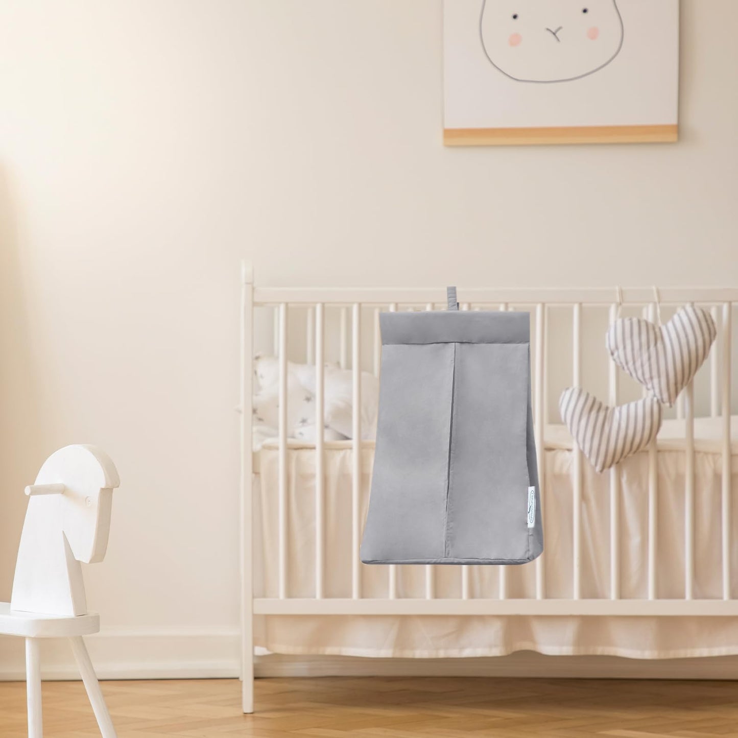 SPRINGSPIRIT Diaper Stacker Caddy Organizer Easy Access & Dustproof Portable Hand Free Diaper Holder for Adults or Nursery, Machine Washable Grey