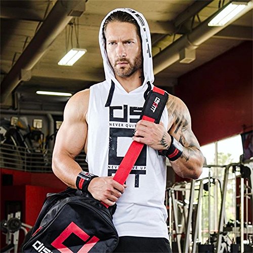 Lingt Chic Men's Sports Fitness Vest for Outdoor Running and Training, Sleeveless Hooded Loose Fit Tank Top