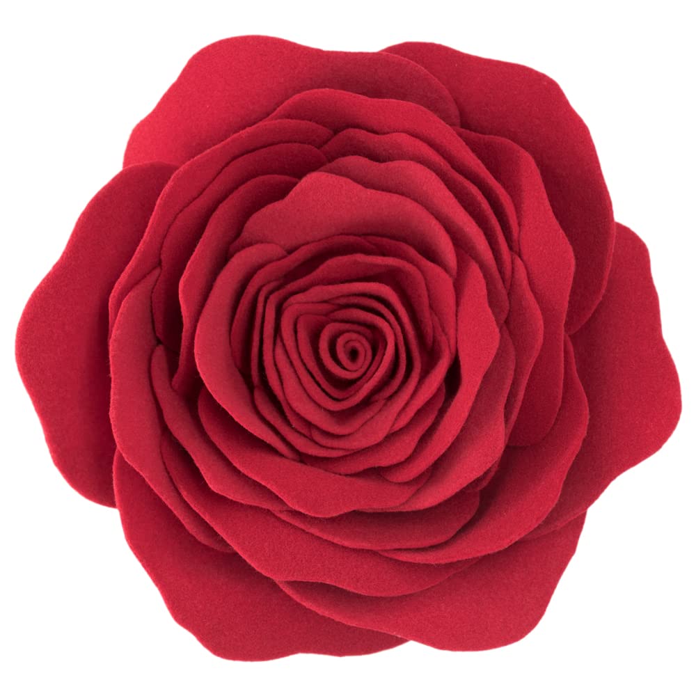 JWH Stereo Flower Throw Pillow Cover Aesthetic Decorative 3D Floral Accent Pillow Case Round Cushion Handmade Pillowcase for Couch Bed Living Room Chair Bedroom 14 Inch Red