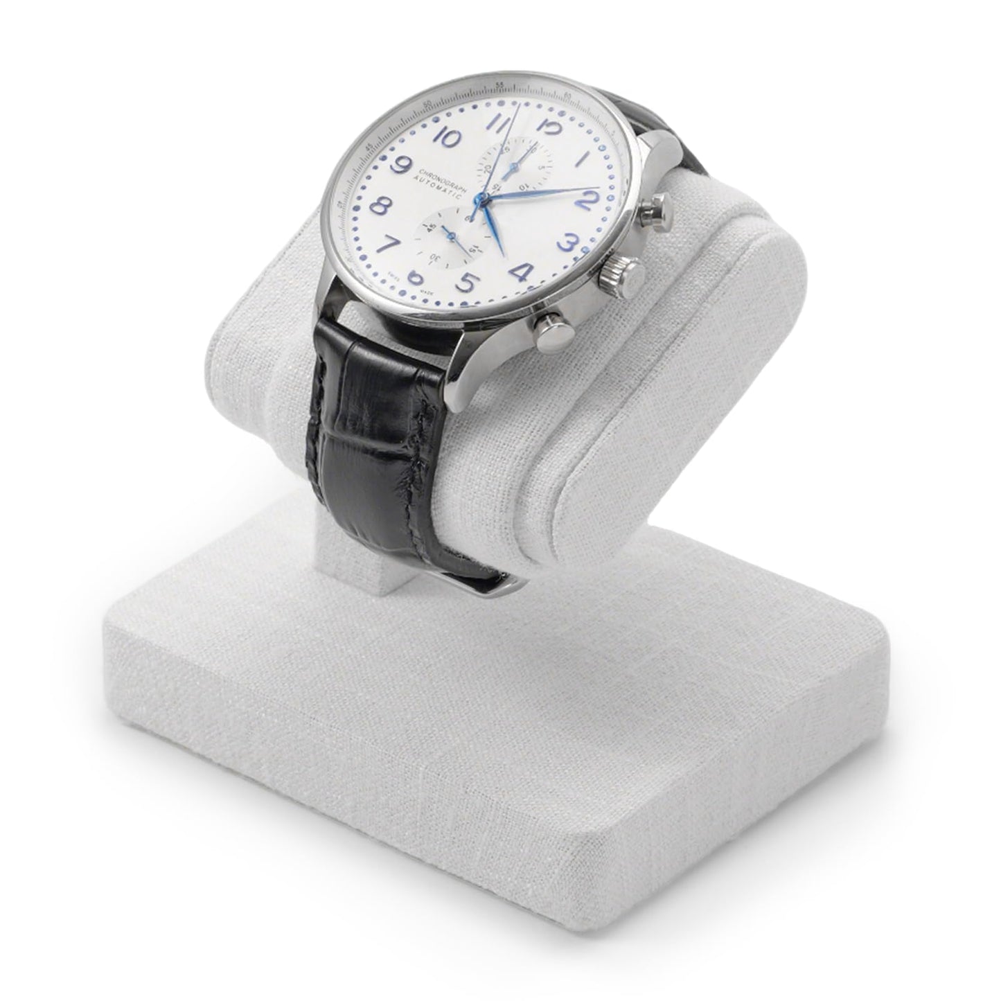 Woodten Single Watch Stand Display with Linen Lining - Compact Watch Holder for Jewelry Stores, Exhibits, or Home Decor