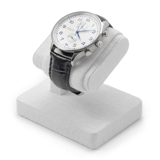 Woodten Single Watch Stand Display with Linen Lining - Compact Watch Holder for Jewelry Stores, Exhibits, or Home Decor