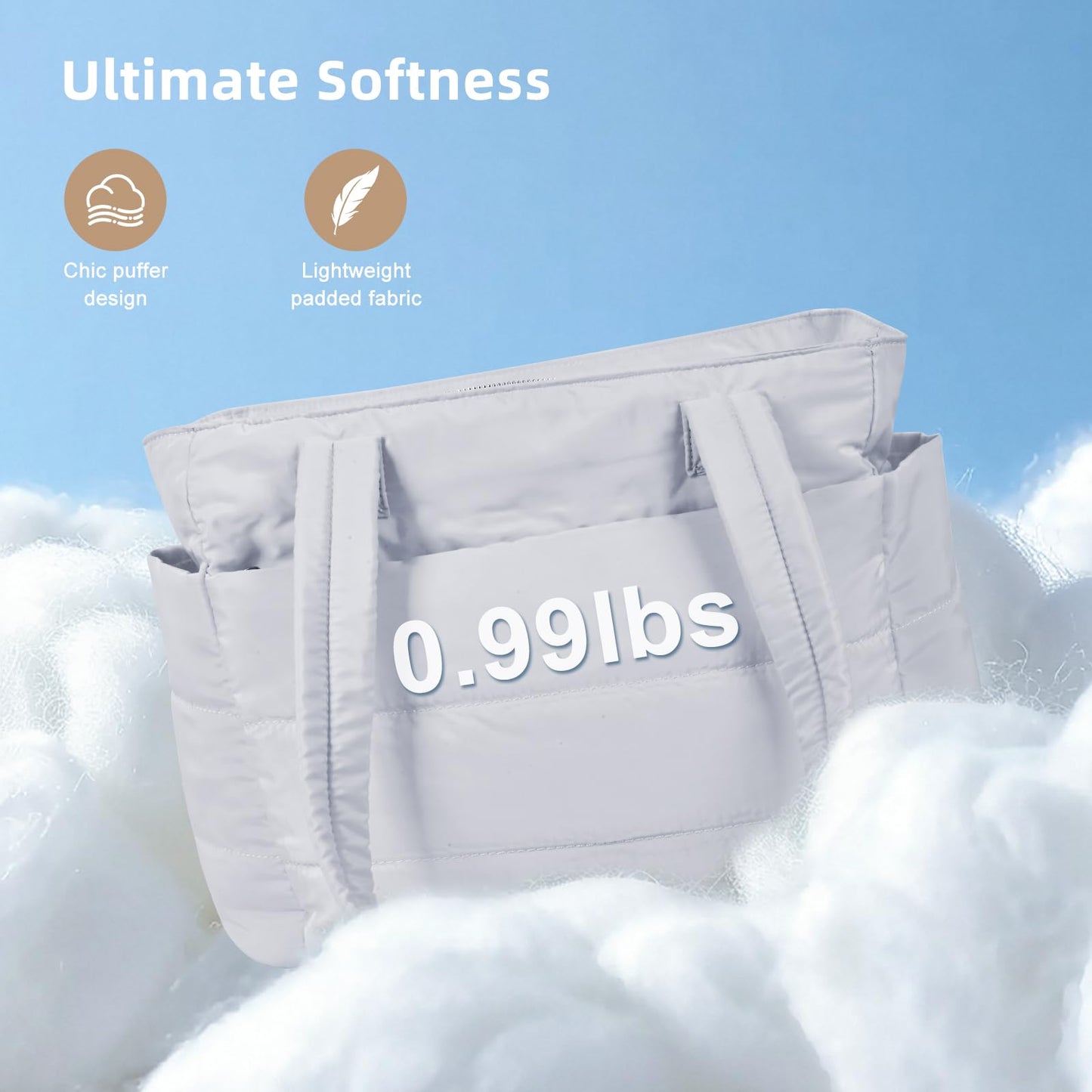 keppesring Tote Bag for Women,single shoulder handbag,with partition and zipper ladies handbag，suitable for travel,work Sport(Light Grey)