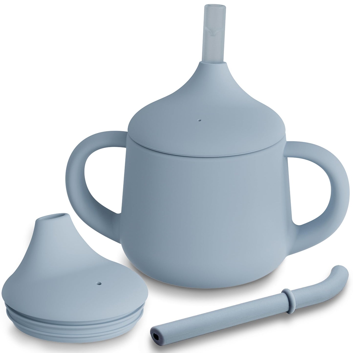 Moonkie Silicone Baby Sippy Cups | 3 Stages Training Cup Straw Cup for Infants Toddlers and Kid | 4 oz 2Pack