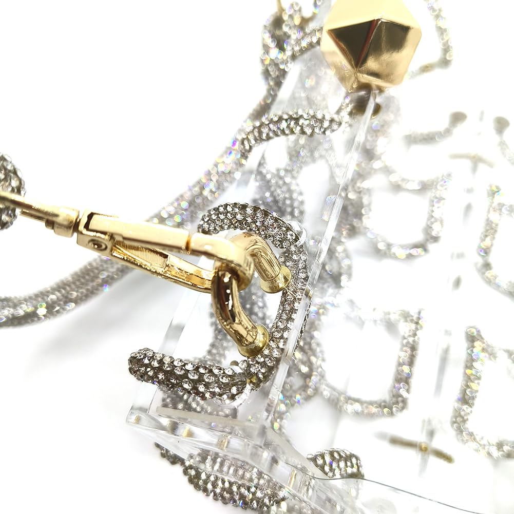 Clear Acrylic Bag Rhinestone Acrylic Clutch Crystal Evening Purses for Women Glitter Handbag for Wedding Cocktail Party Prom
