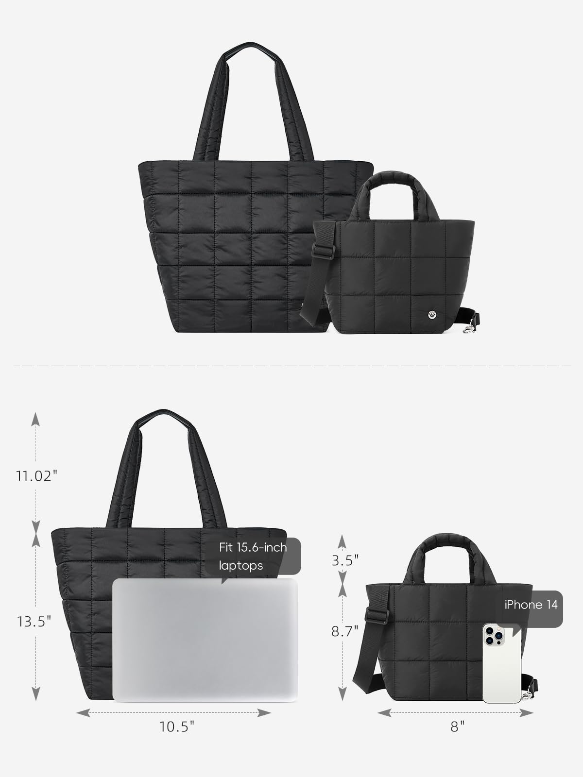 WESTBRONCO Small Puffer Crossbody Bags for Women, Puffy Quilted Purse Nylon Shoulder Handbag with Adjustable Strap