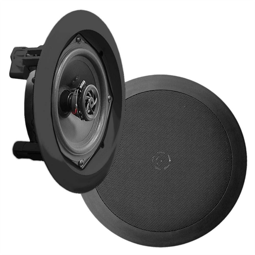 Pyle 8'' Ceiling Wall Mount Speakers-Pair of 2-Way Midbass Woofer Speaker 1/2'' Polymer Dome Tweeter Flush Design w/50Hz-20kHz Frequency Response&250 Watts Peak Easy Installation-Pyle PDIC81RDBK